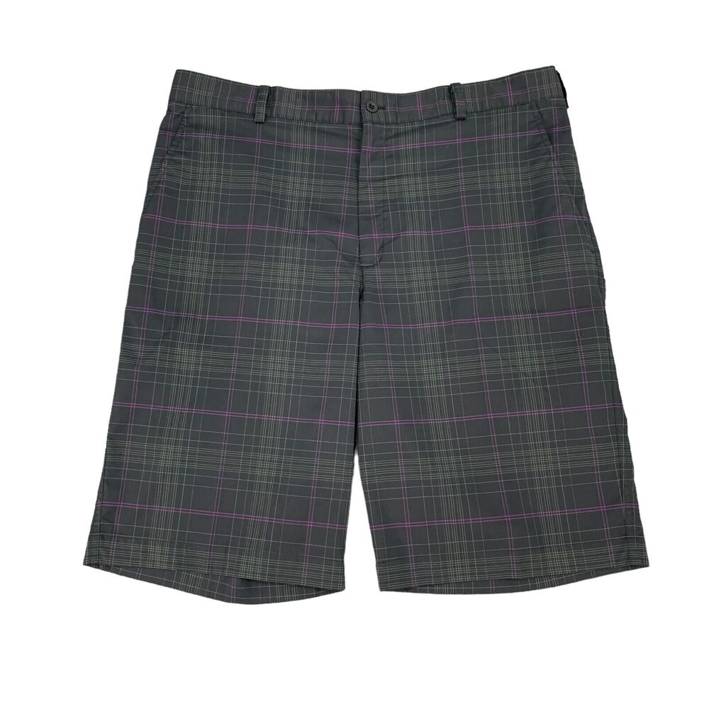 Nike Shorts Mens 36 Black Green Golf Plaid High Rise Moisture Wicking Chino